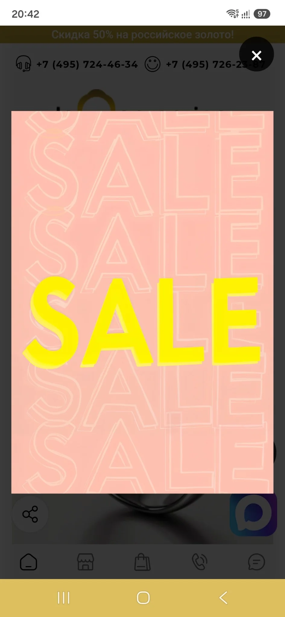 Полноэкранный промо-постер SALE в приложении La Peregrina